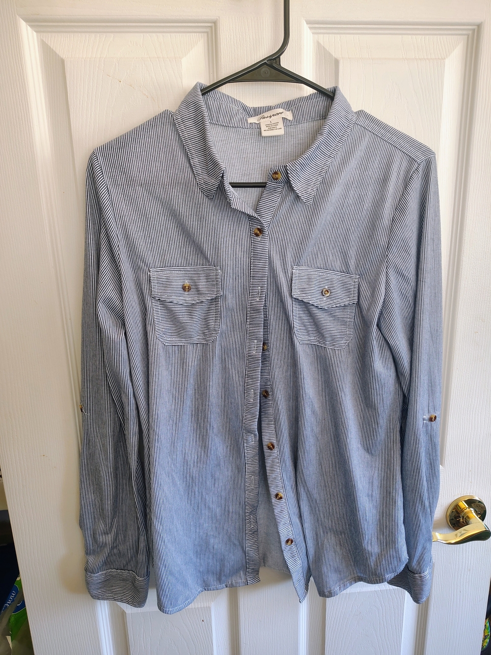 Passport Blue Pinstriped Long-Sleeve Button-Down Shirt